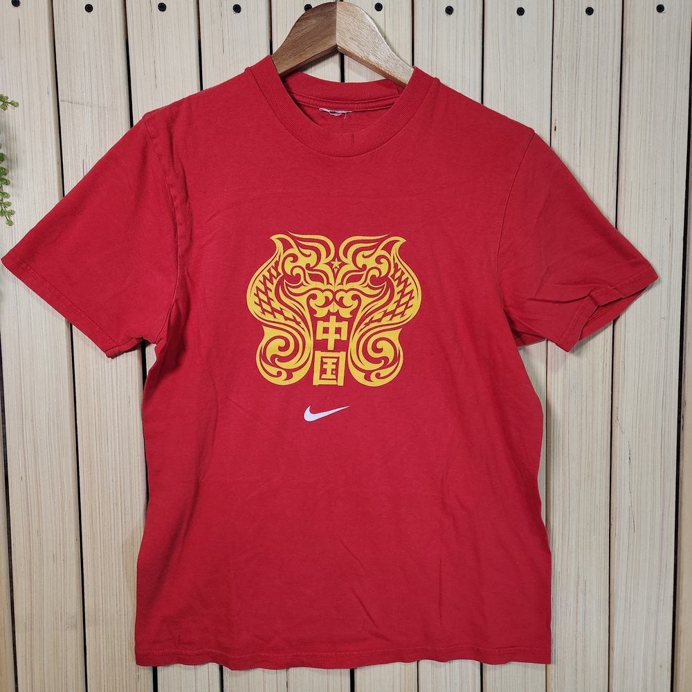 Nike China Beijing Olympic Tshirt Red and Gold Graphic Men's Tee